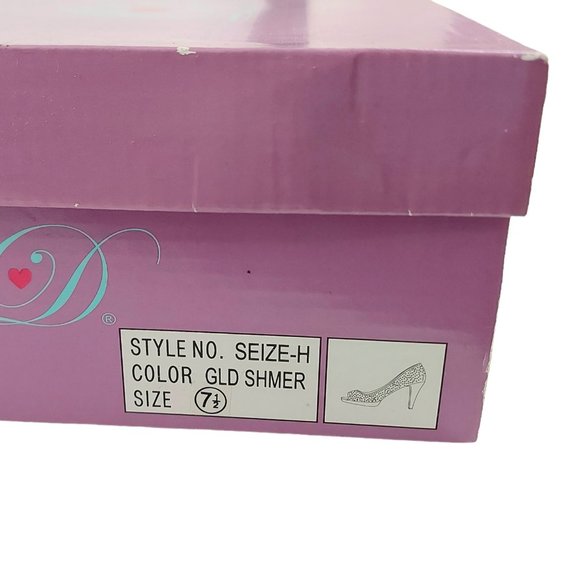 My Delicious Gold Shimmer Seize-H Platform Peep Toe Stiletto Heel 7.5 Studded - Picture 15 of 15